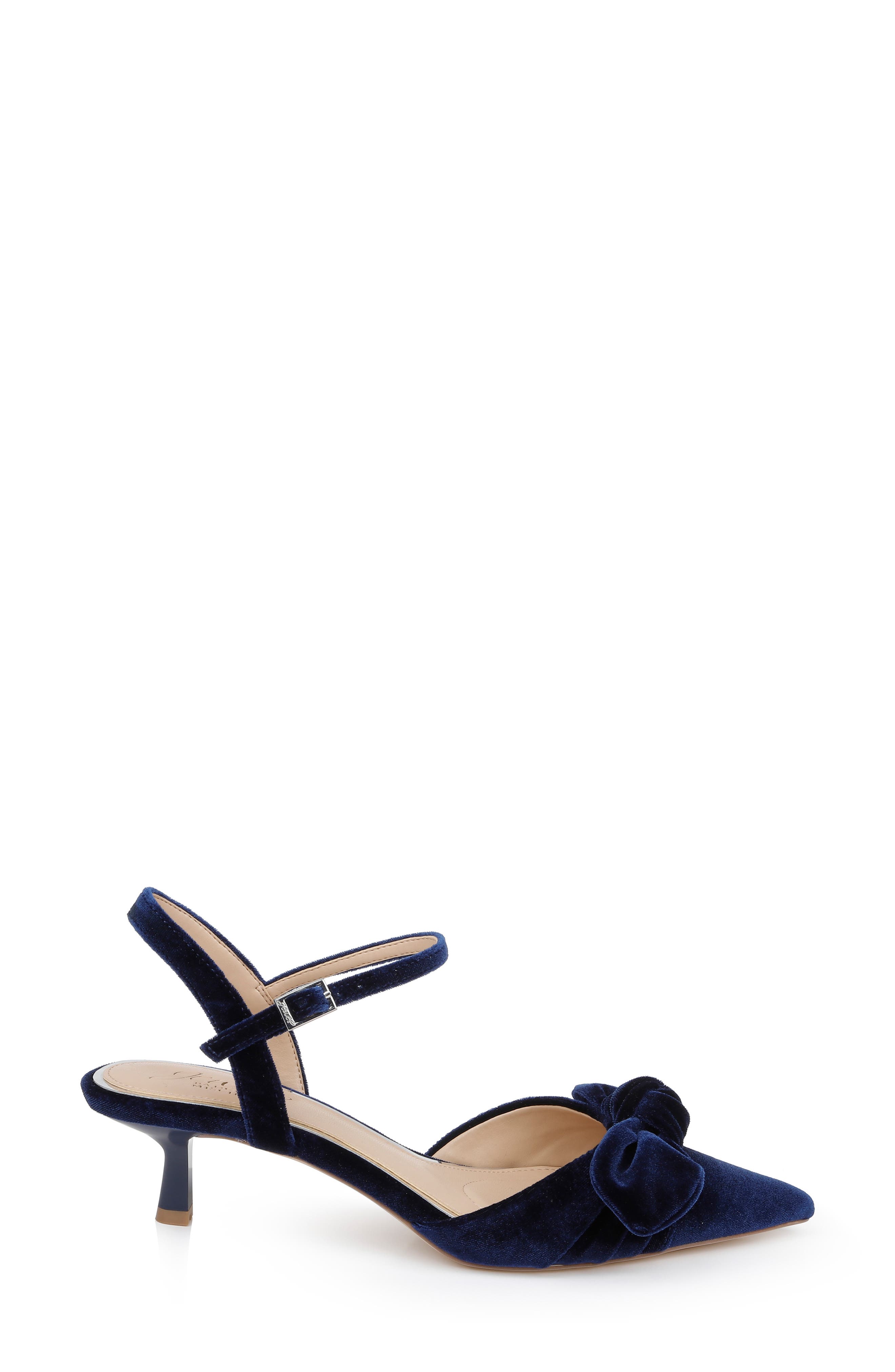 Ember Ankle Strap Pointed Toe Kitten Heel Pump, Alternate, color, NAVY VELVET