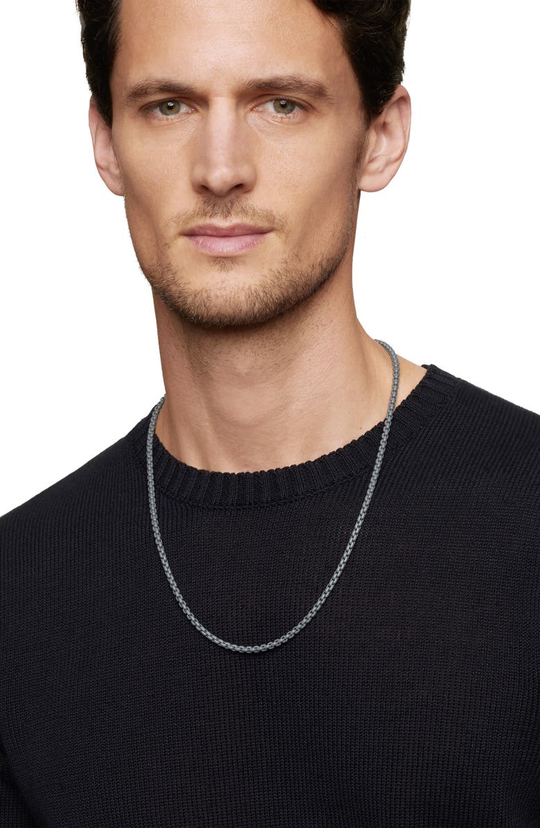 David Yurman Men's Box Chain Necklace in Sterling Silver with Grey Stainless Steel, 4mm, Alternate, color, 