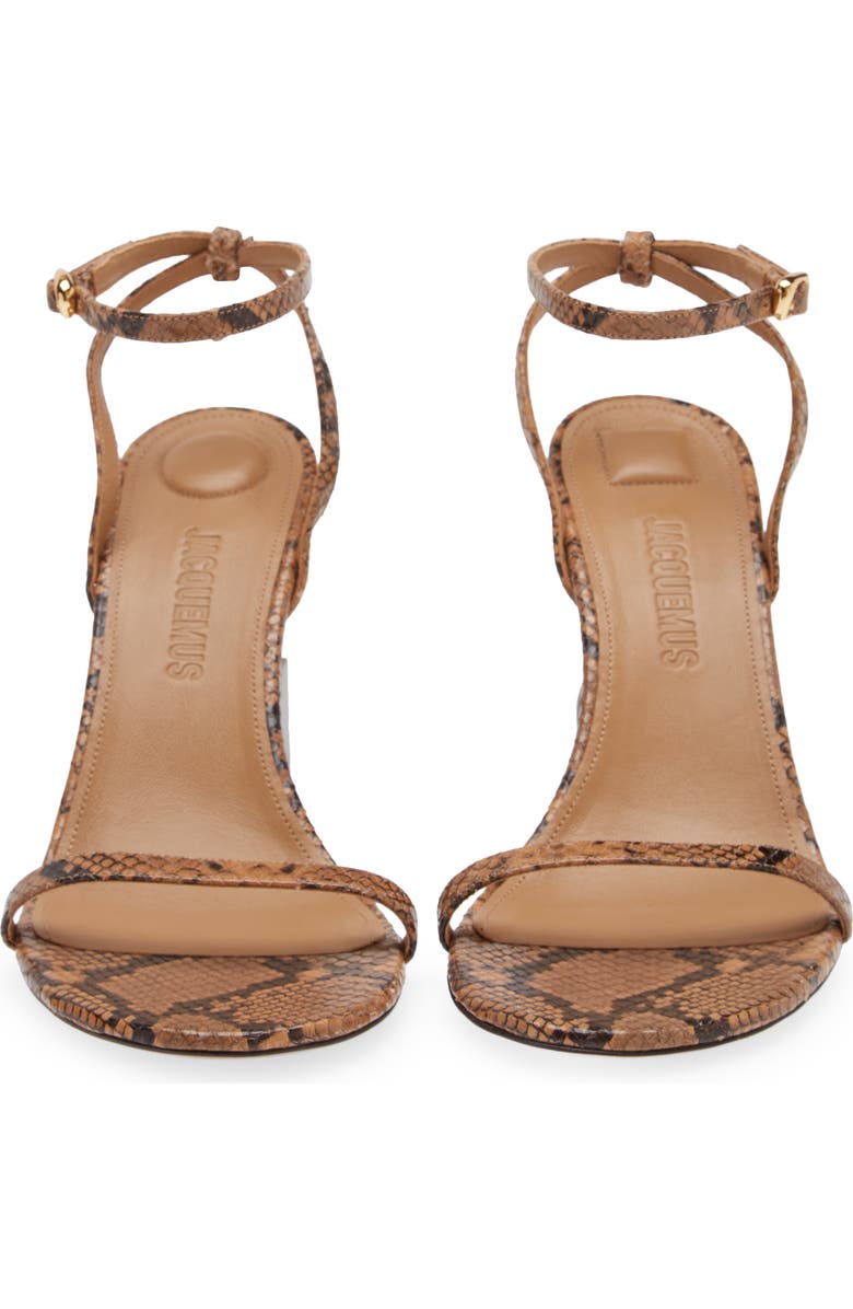 Jacquemus Les Sandales Bisou Mismatched Snakeskin Embossed Ankle Strap Sandal, Alternate, color,