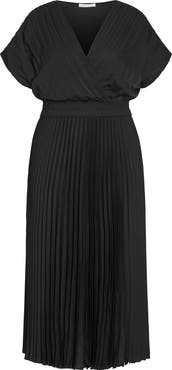 City Chic Elia Faux Wrap Pleated Dress