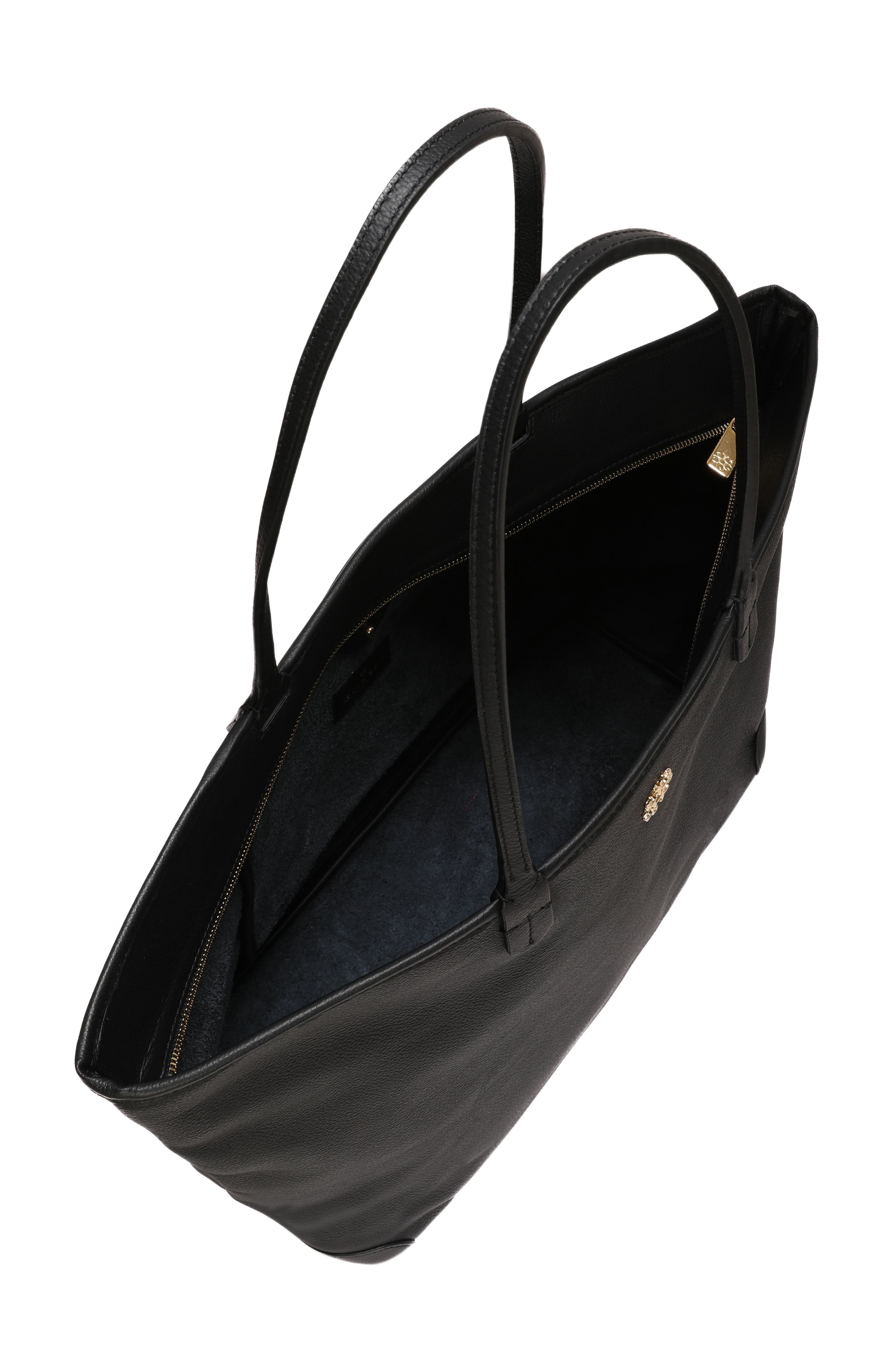 GORSKI Leather Tote, Alternate, color, Black