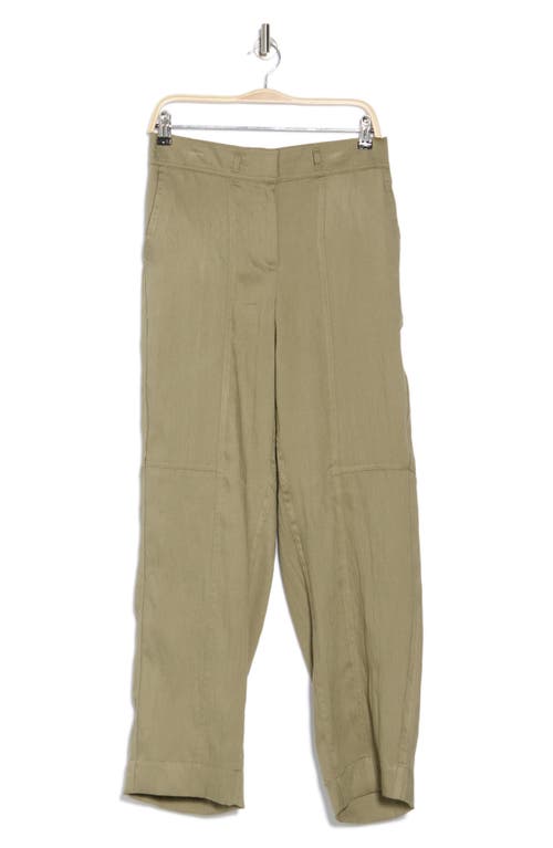 Donna Karan Belted High Waist Wide Leg Pants In Utility Green