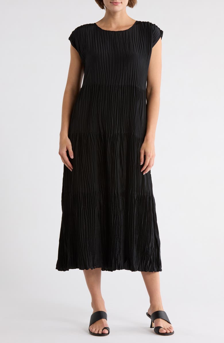 Eileen Fisher Plissé Pleat Silk Dress, Main, color, 