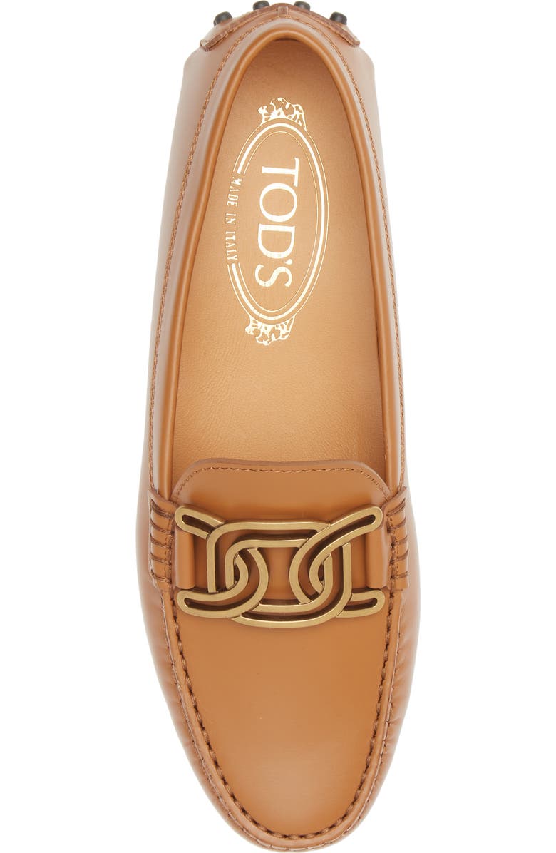 Tod's Gommini Catena Forata Chain Buckle Driving Shoe, Alternate, color, Kenia Scuro