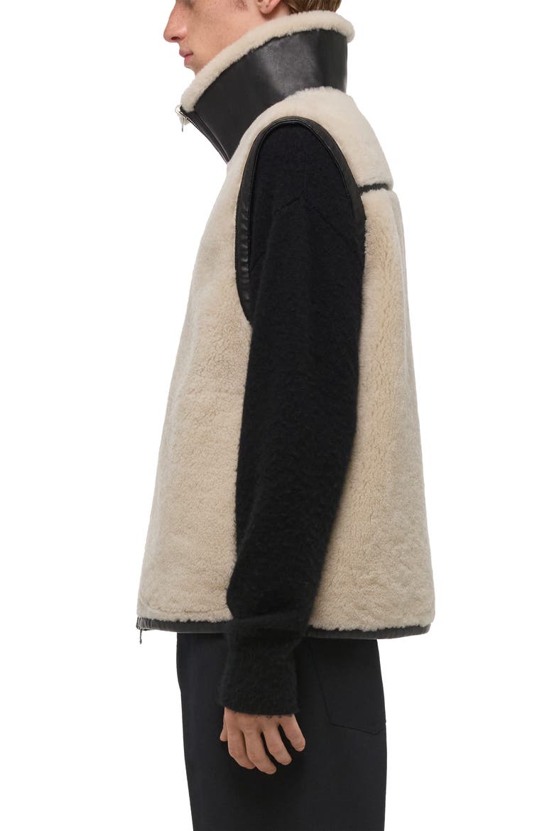 Reversible Genuine Shearling Vest, Alternate, color, CREMELLO/ BLACK