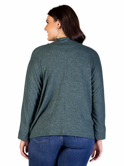 24seven Comfort Apparel Single Button Front Long Sleeve Cardigan In Green
