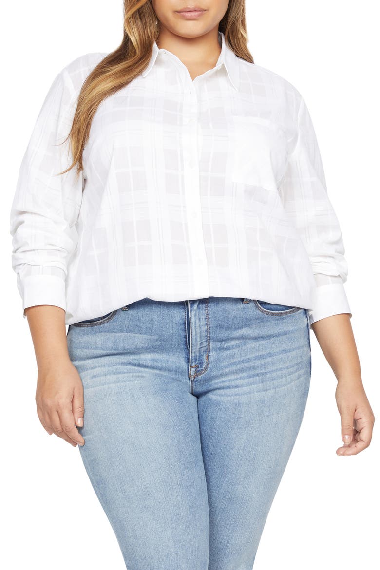 Keepers Boyfriend Button-Up Shirt, Main, color, WHITE JASMINE PLAID