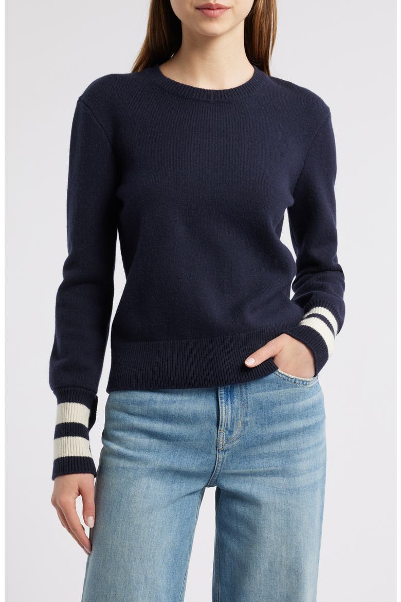The Club Cashmere Blend Sweater, Main, color, NAVY MULTI