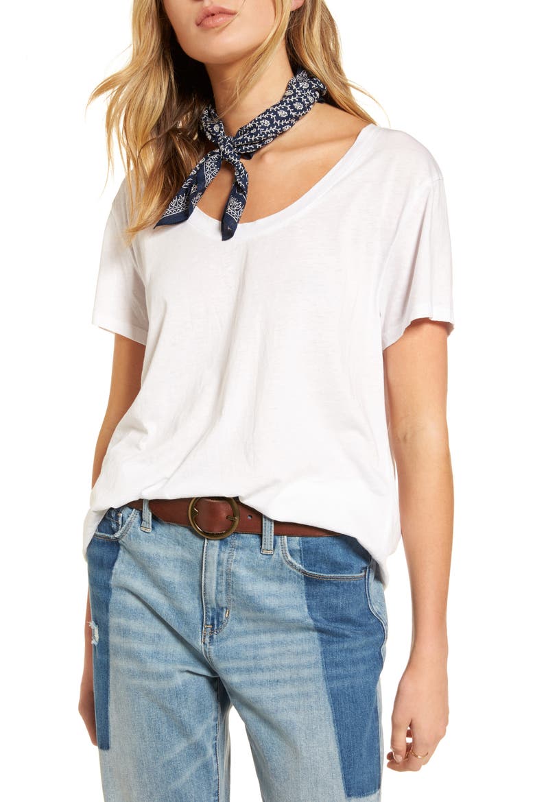 Burnout Boyfriend Tee, Main, color, WHITE
