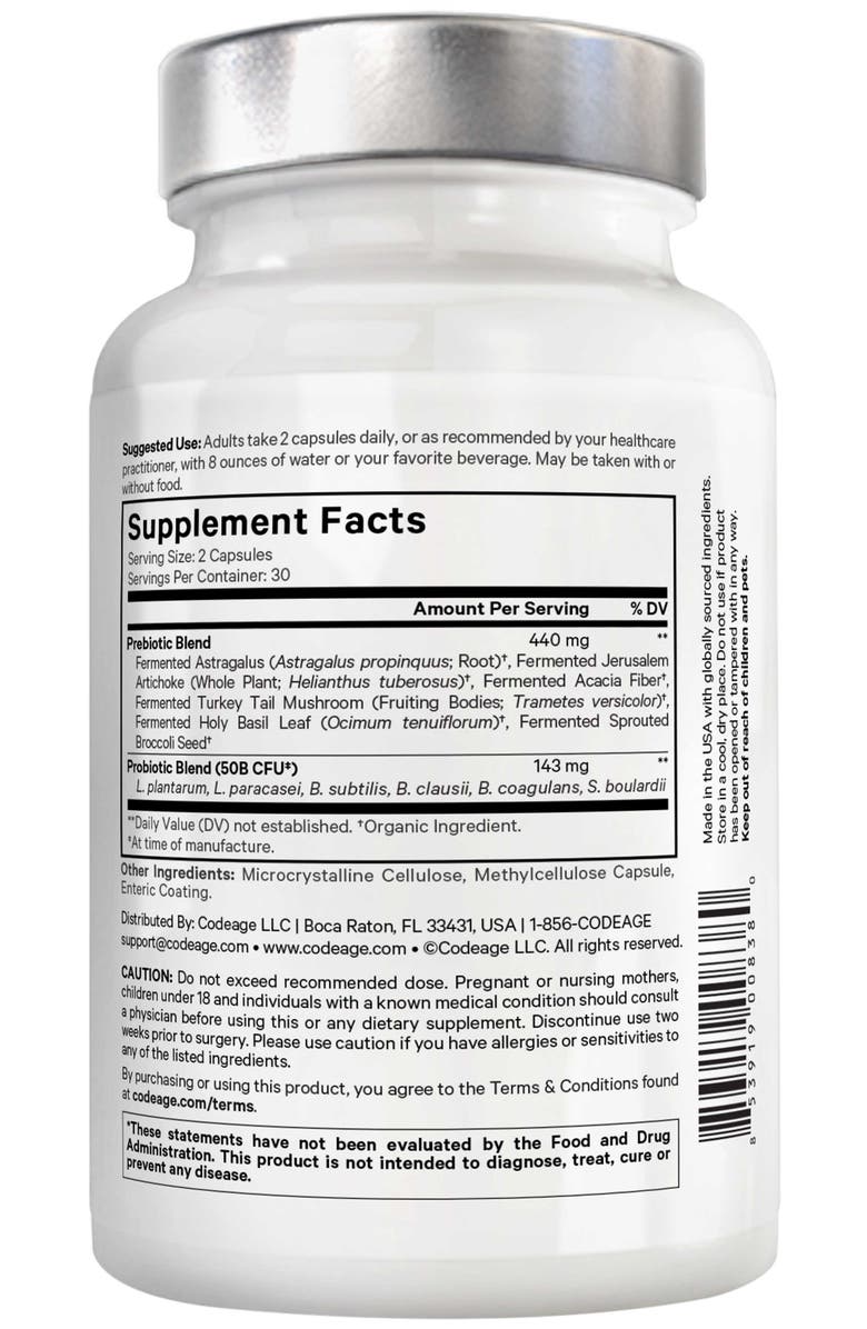 Codeage Amen SBO Probiotic 50 Billion CFUs + Prebiotics, Alternate, color, White