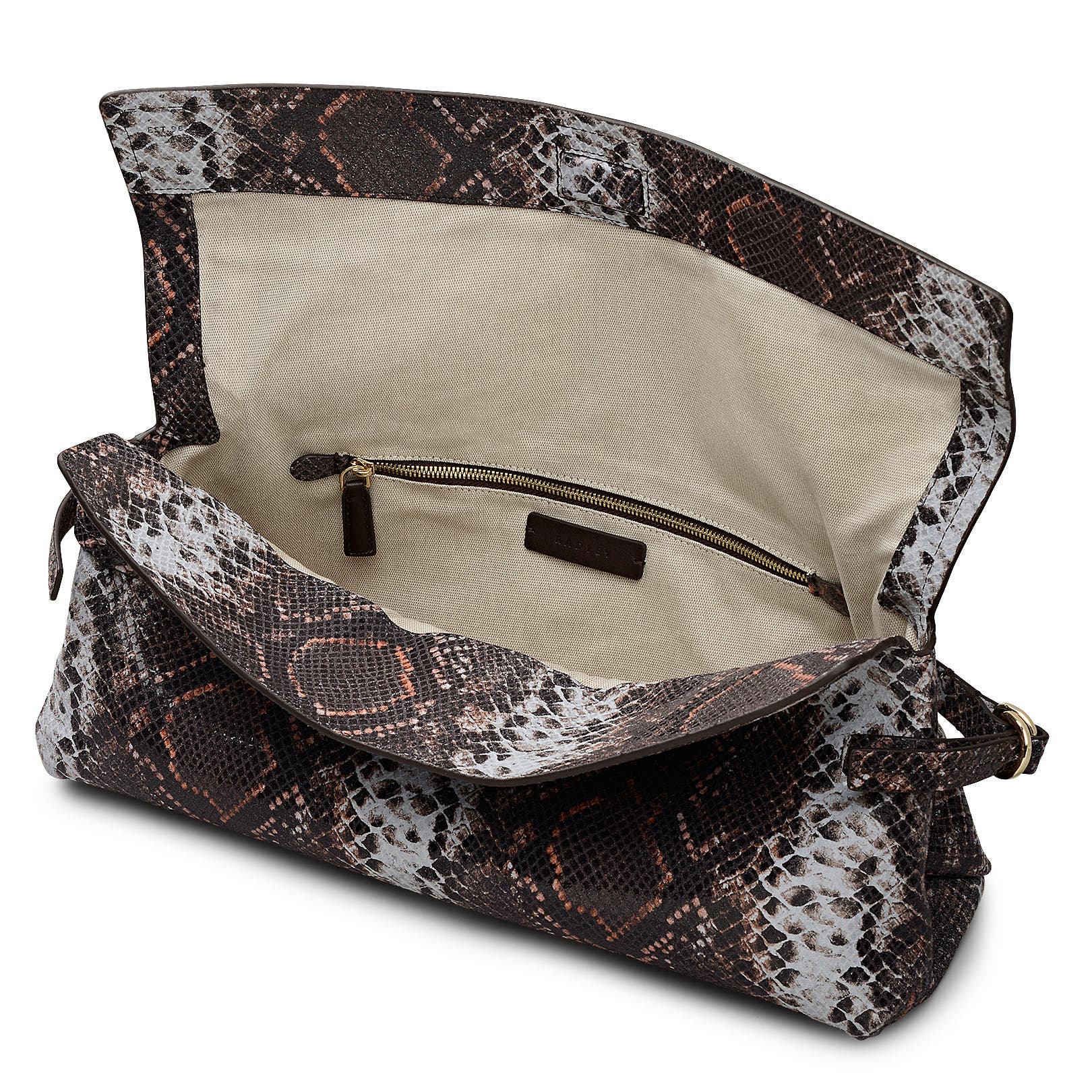 Radley Fleet Street - Faux Snake Large Flapover Clutch, Alternate, color, Carmine