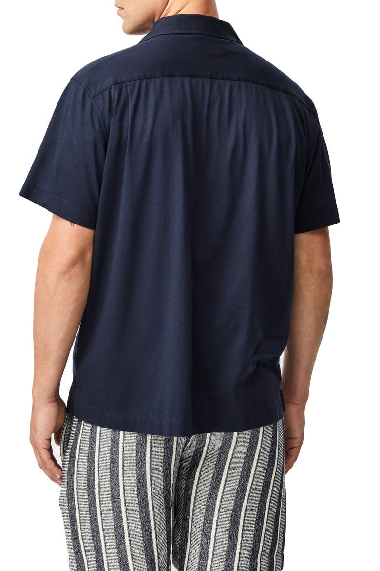 Manor Park Solid Cotton Blend Camp Shirt, Alternate, color, INK
