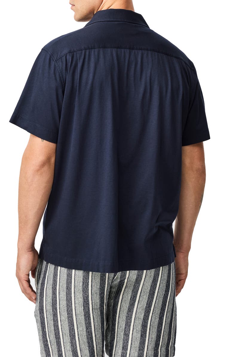 Rodd & Gunn Manor Park Solid Cotton Blend Camp Shirt, Alternate, color, Ink