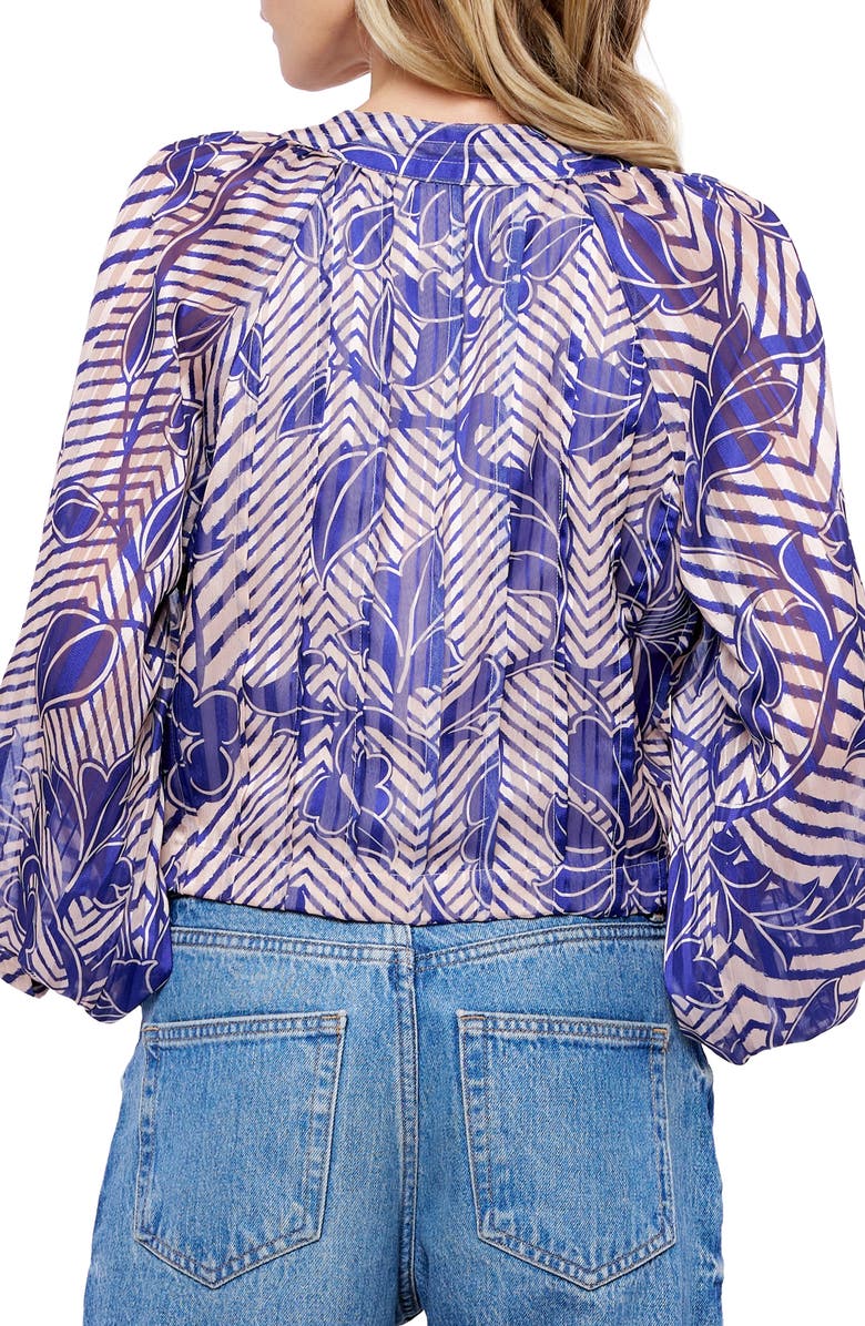 CIEBON Betty Print Split Neck Top, Alternate, color, Navy