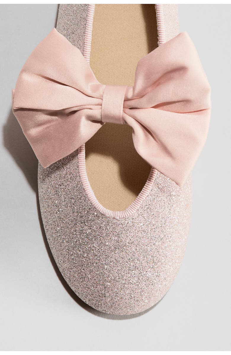 H&M Appliquéd Ballet Pumps, Alternate, color, Light Pink/Glittery