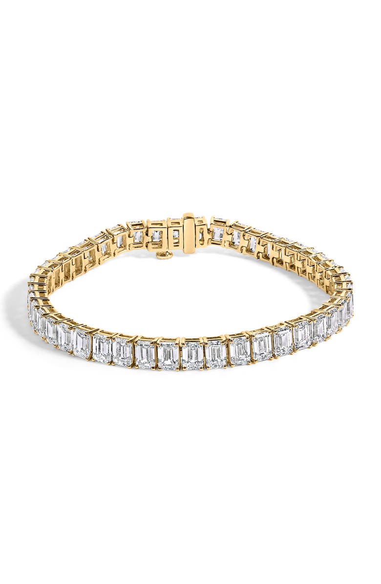 Haus of Brilliance IGI Certified 14K Yellow Gold 18 1/2 Cttw Emerald Cut Lab Grown Diamond Tennis Bracelet, Main, color, Yellow Gold
