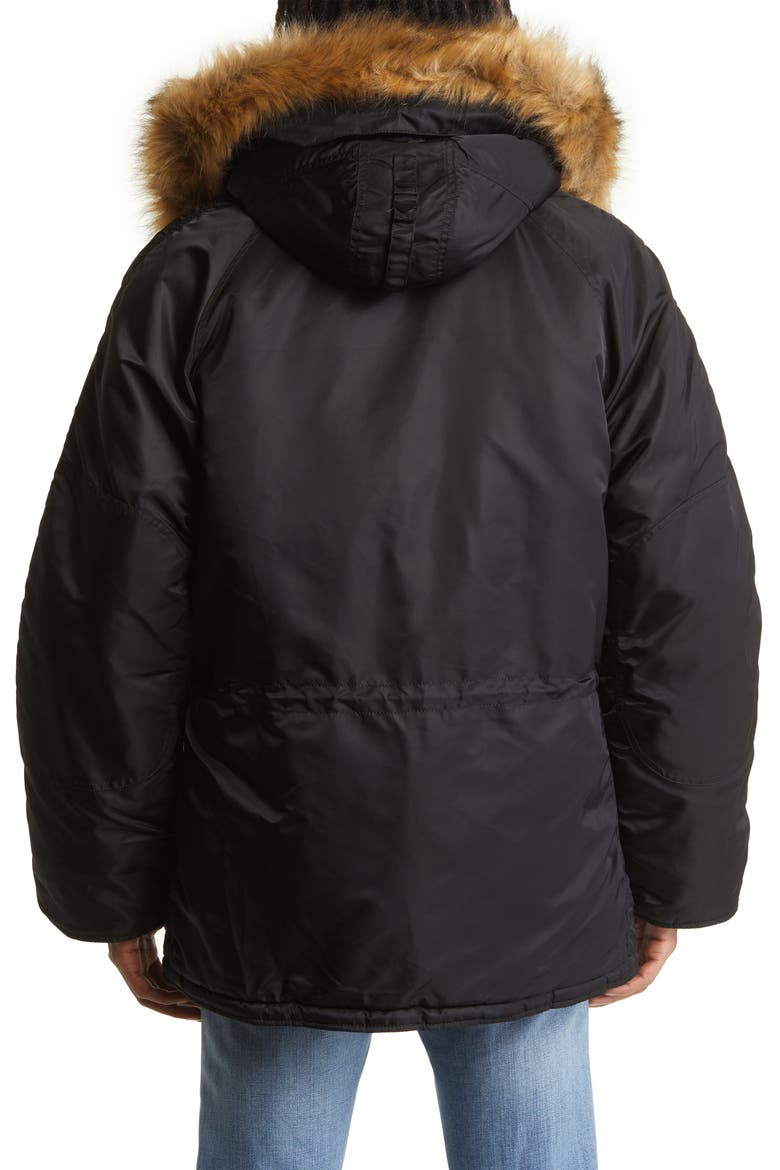Alpha N-3B Water Resistant Parka with Removable Faux Fur Trim, Alternate, color, BLACK