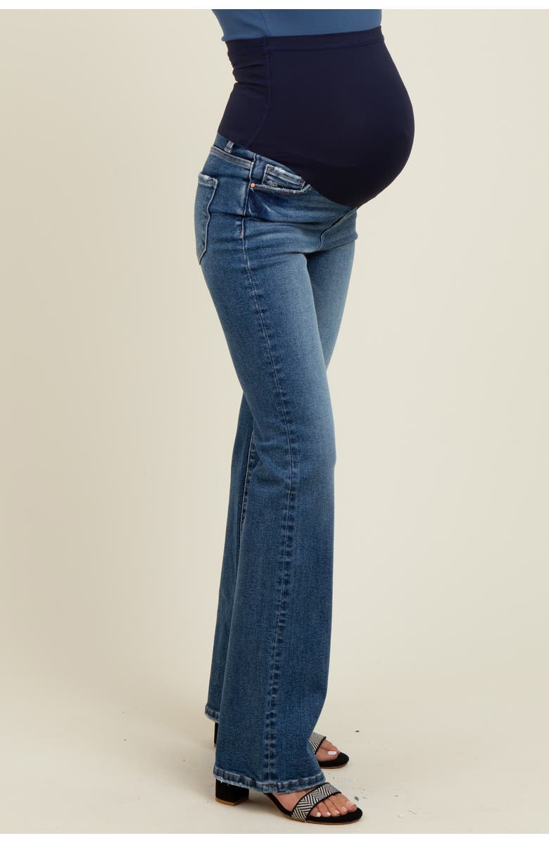 PinkBlush Lightly Distressed Maternity Straight Leg Jeans, Alternate, color, Blue