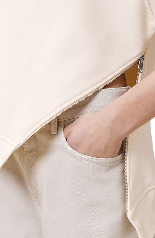Allsaints Nila Sleeveless Asymmetric Zip Hem Sweatshirt In Tofu White