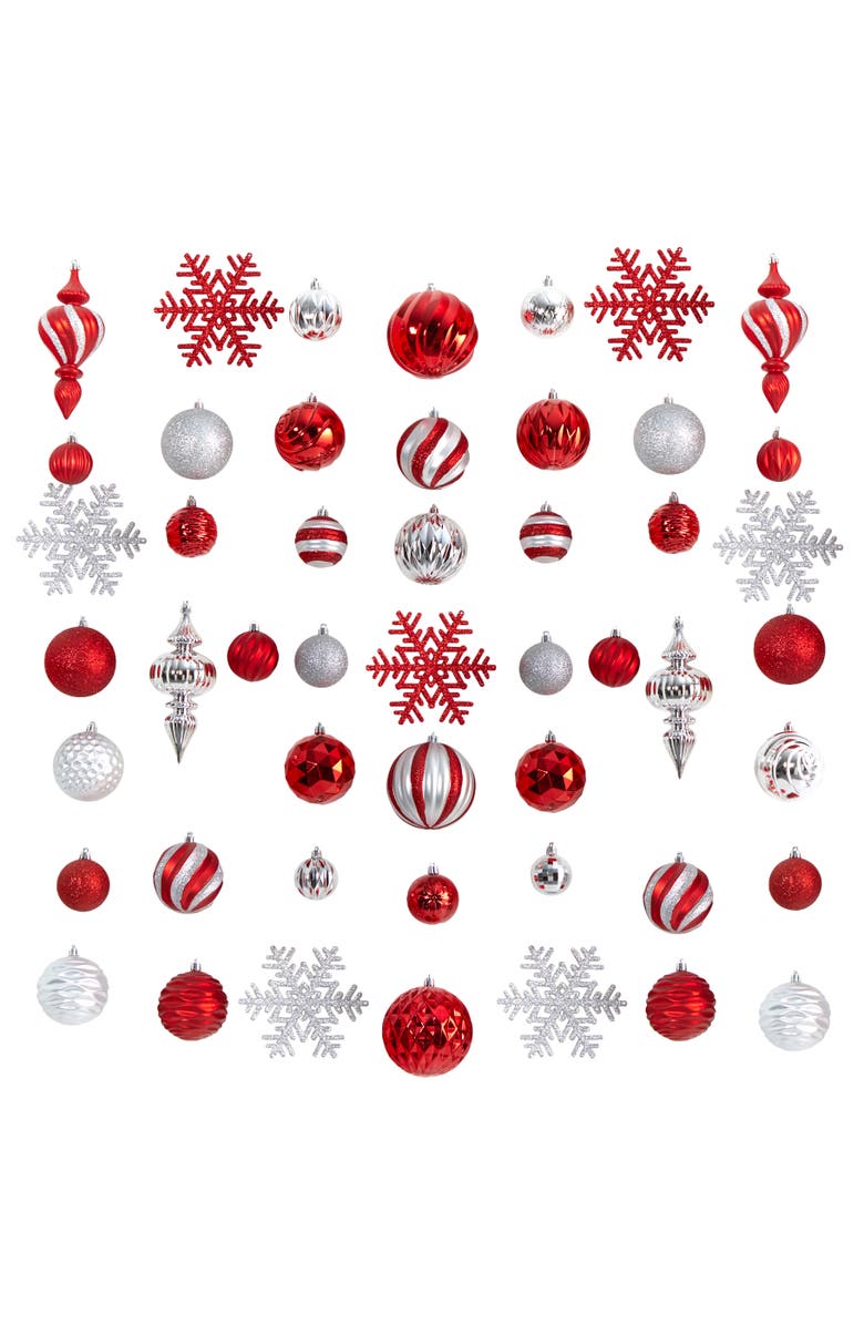 NEARLY NATURAL Holiday Deluxe Shatterproof, 81  Count Christmas Tree Ornament Box Set, Re-Useable Container, Main, color, Assorted