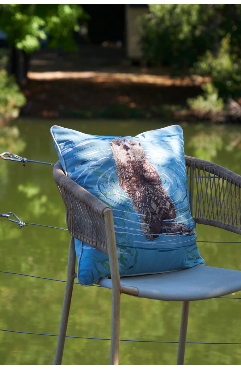 RightSide Designs Sea Otter Pillow, Alternate, color, Blue