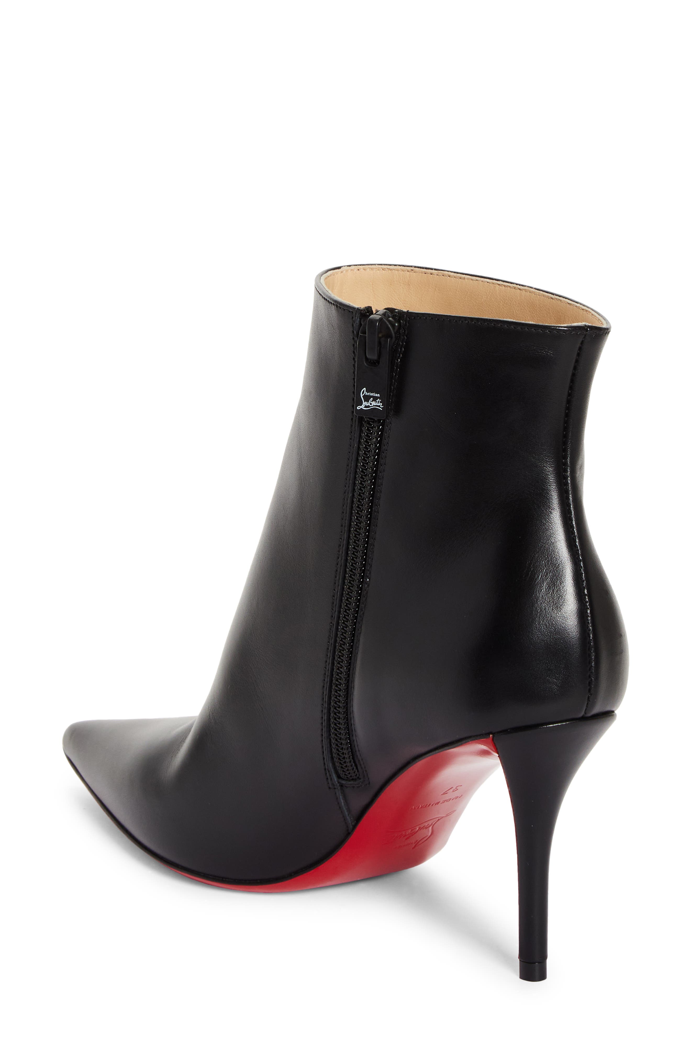 Christian Louboutin Apostropha Pointed Toe Bootie, Alternate, color, Black