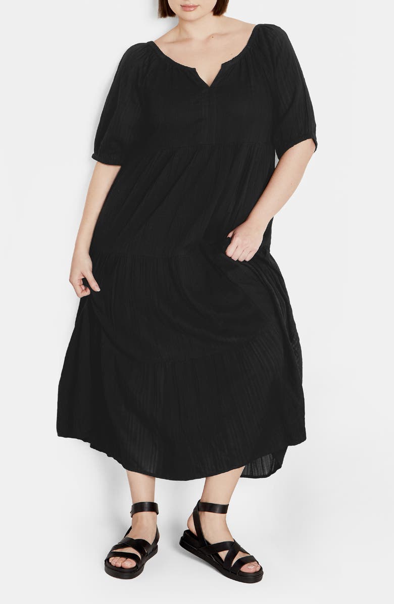 City Chic Tallulah Cotton Maxi Dress, Main, color, Black