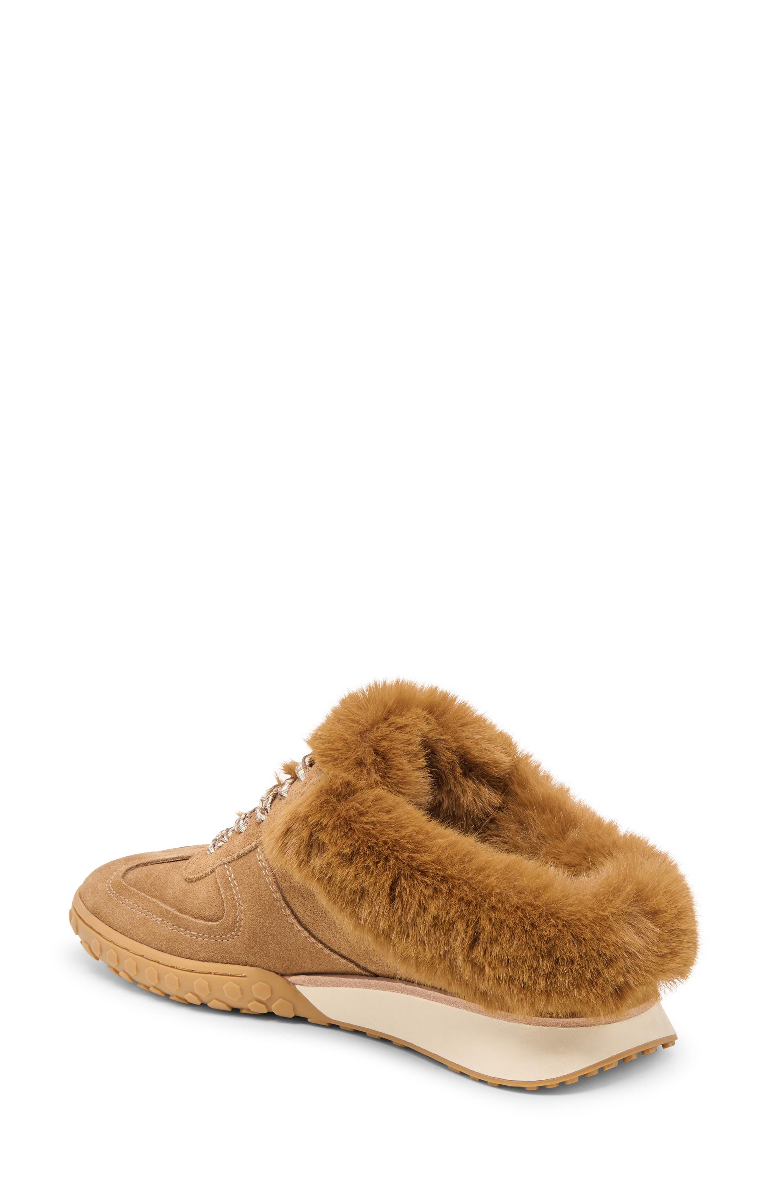 Izzey Faux Fur Sneaker, Alternate, color, LIGHT BROWN SUEDE