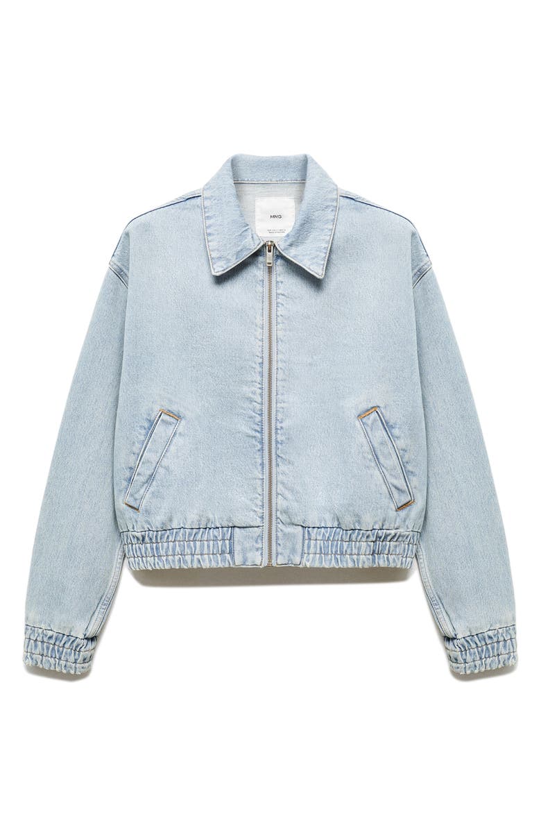 MANGO Denim Bomber Jacket, Alternate, color, Light Blue