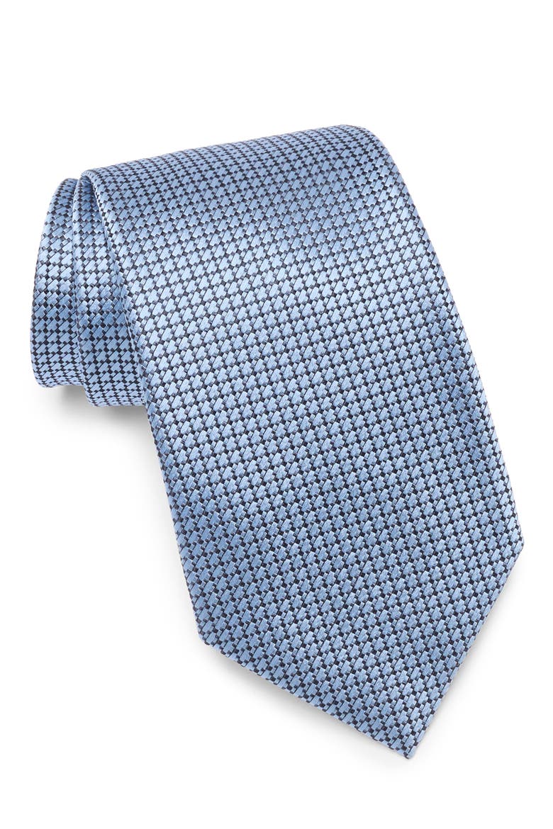 Geometric Silk Tie, Main, color, BRIGHT BLUE SOLID