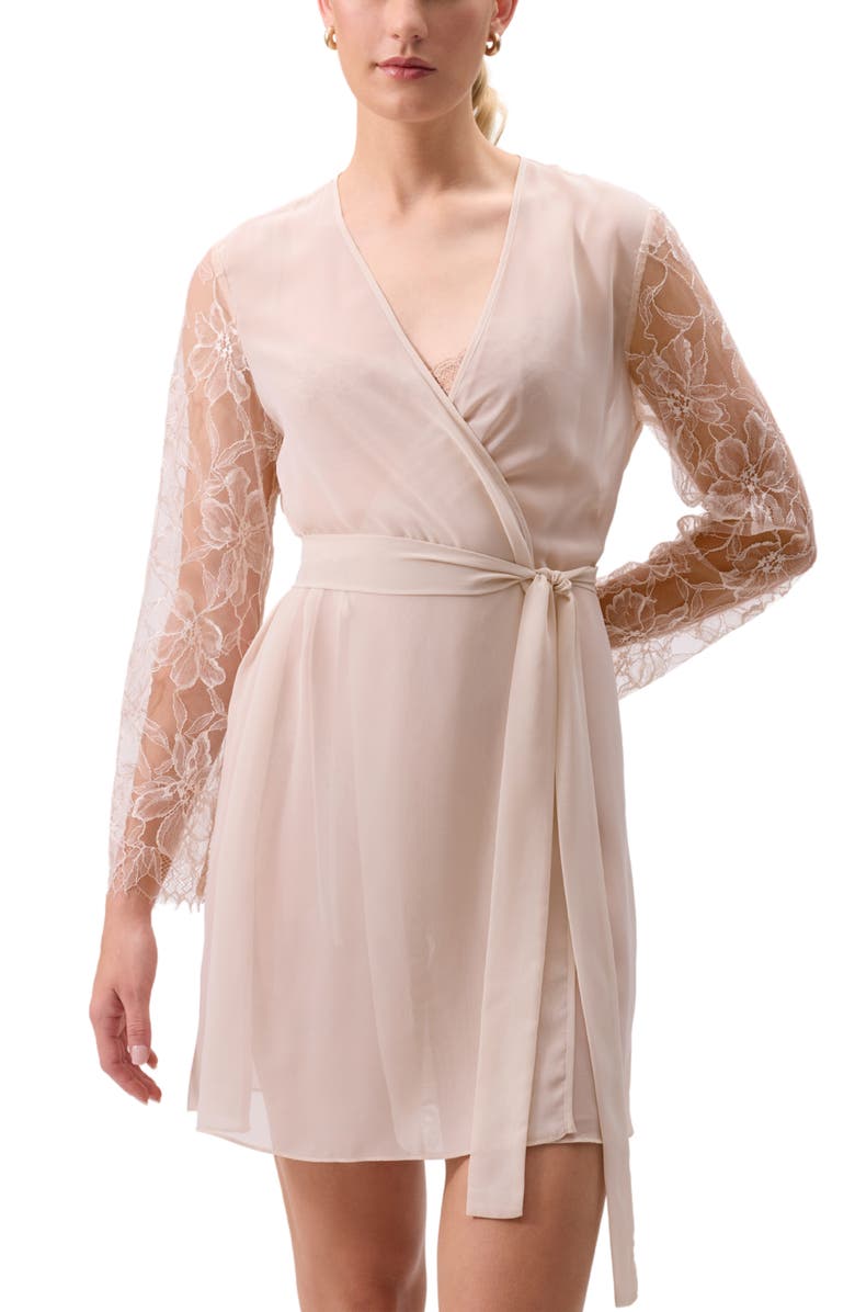 Rya Collection Sincerity Short Chiffon Robe, Alternate, color, Champagne