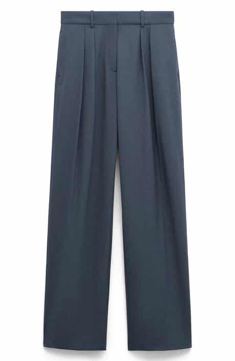 Pleated Straight Leg Suit Pants