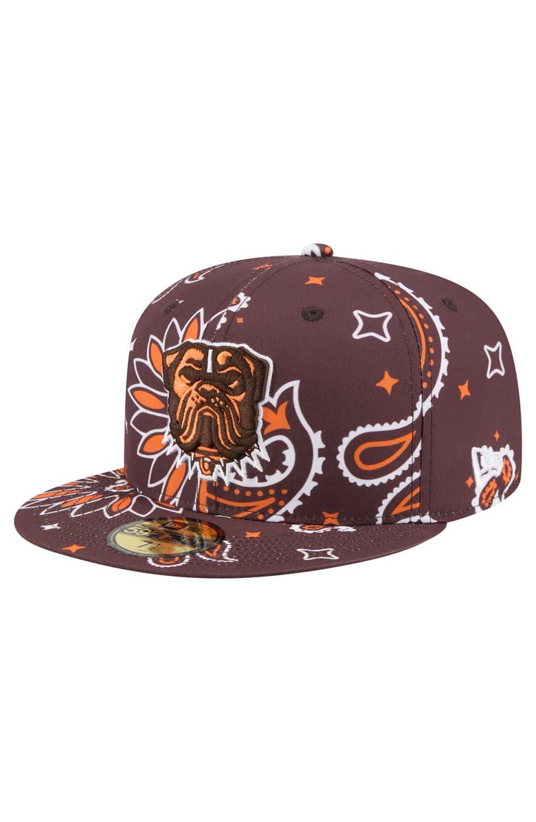 New Era Men's New Era Brown Cleveland Browns Paisley 59FIFTY Fitted Hat, Alternate, color, 