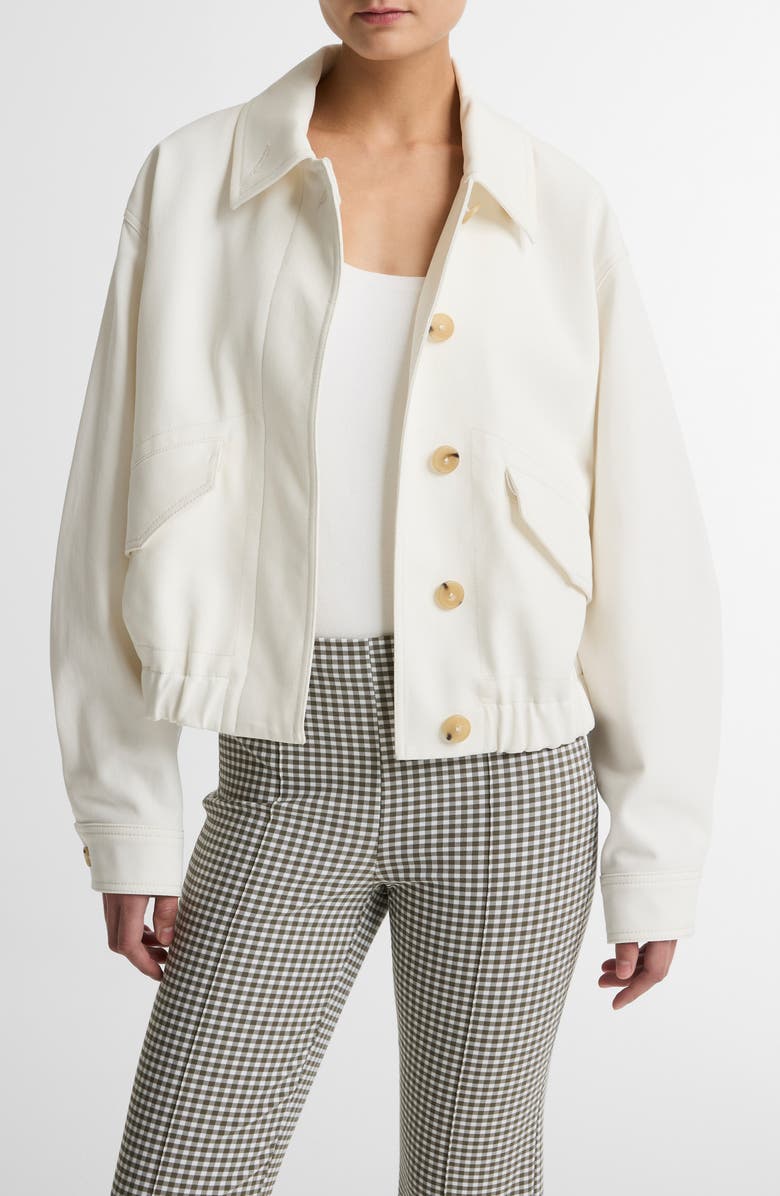 Vince Cotton Bomber Jacket, Main, color, Chalk