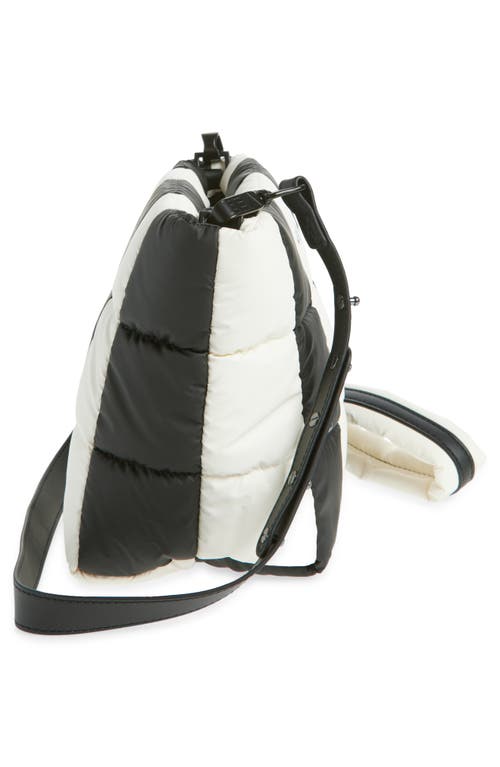 Veecollective Porter Colorbock Recycled Nylon Clutch In Black - Marshmallow Stripes