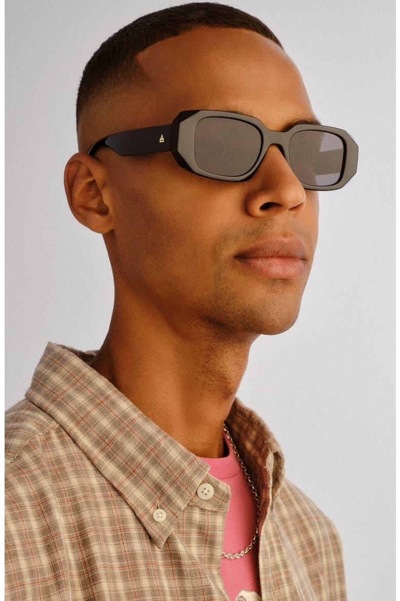 Ascendant 49mm Rectangular Sunglasses, Alternate, color, BLACK / SMOKE MONO