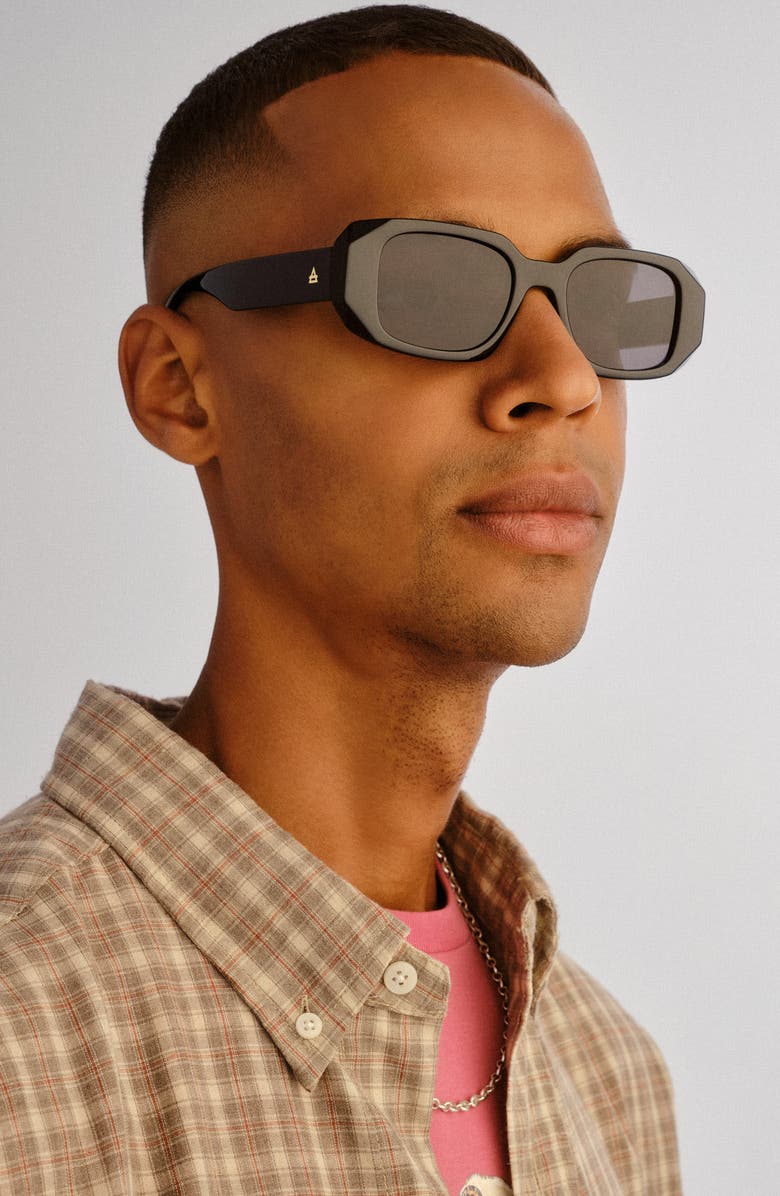 AIRE Ascendant 49mm Rectangular Sunglasses, Alternate, color, Black / Smoke Mono