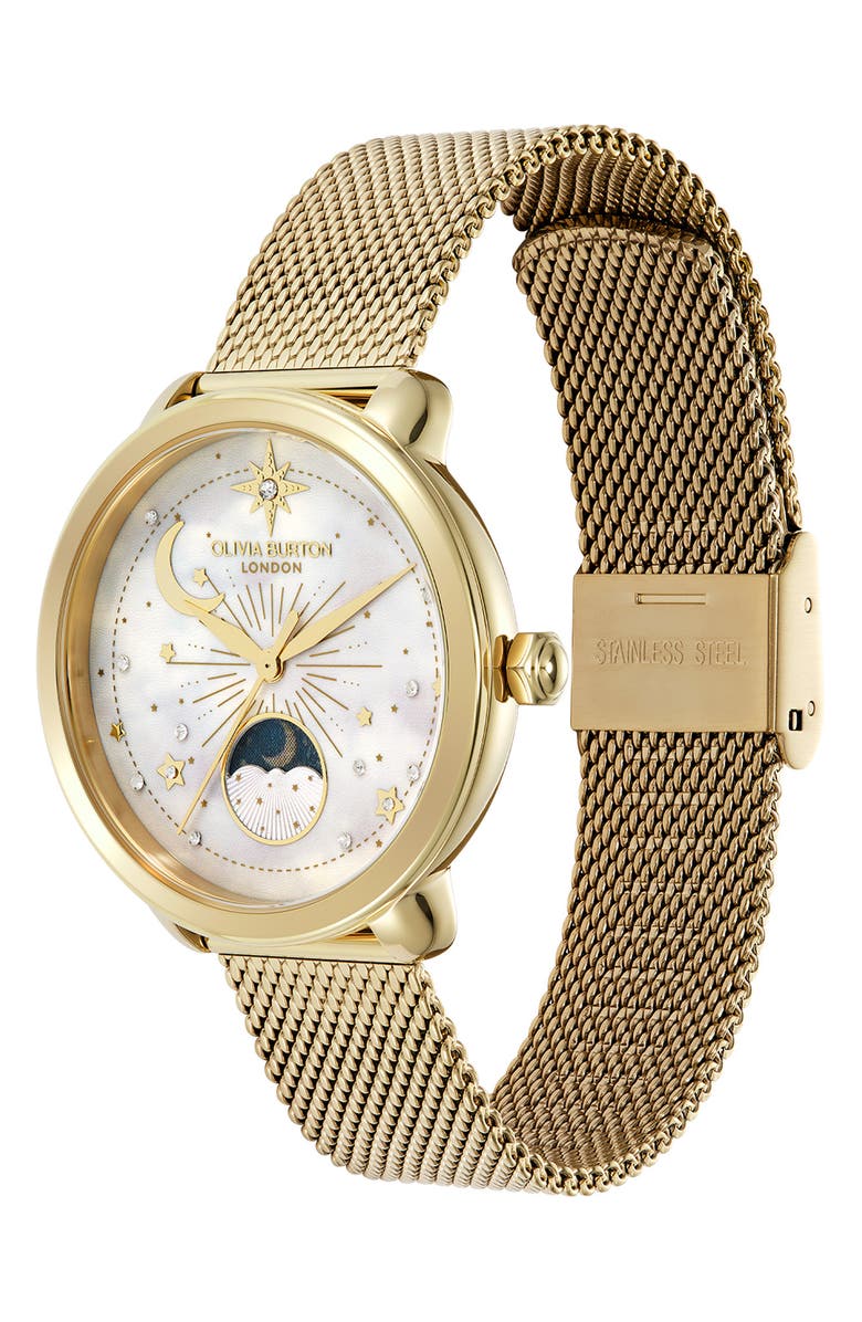 Olivia Burton Moonphase Watch, 34mm, Alternate, color, Gold/ White