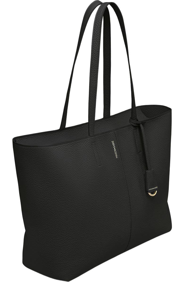 MAISON de SABRÉ Large Leather Zipped Soft Tote, Alternate, color, Black Caviar