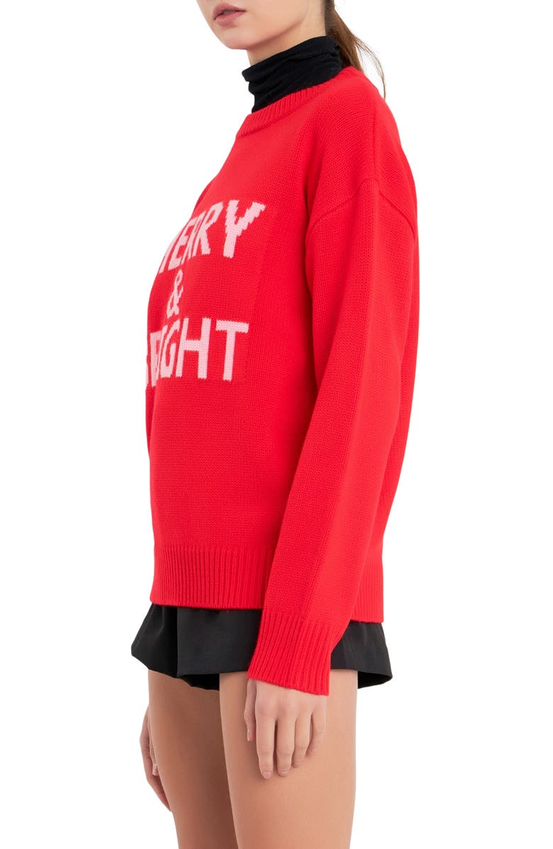 English Factory Lettering Sweater, Alternate, color, Red