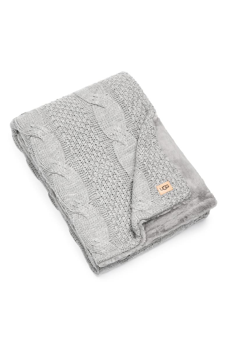 UGG<sup>®</sup> Erie Cable & Plush Reversible Throw Blanket, Main, color,