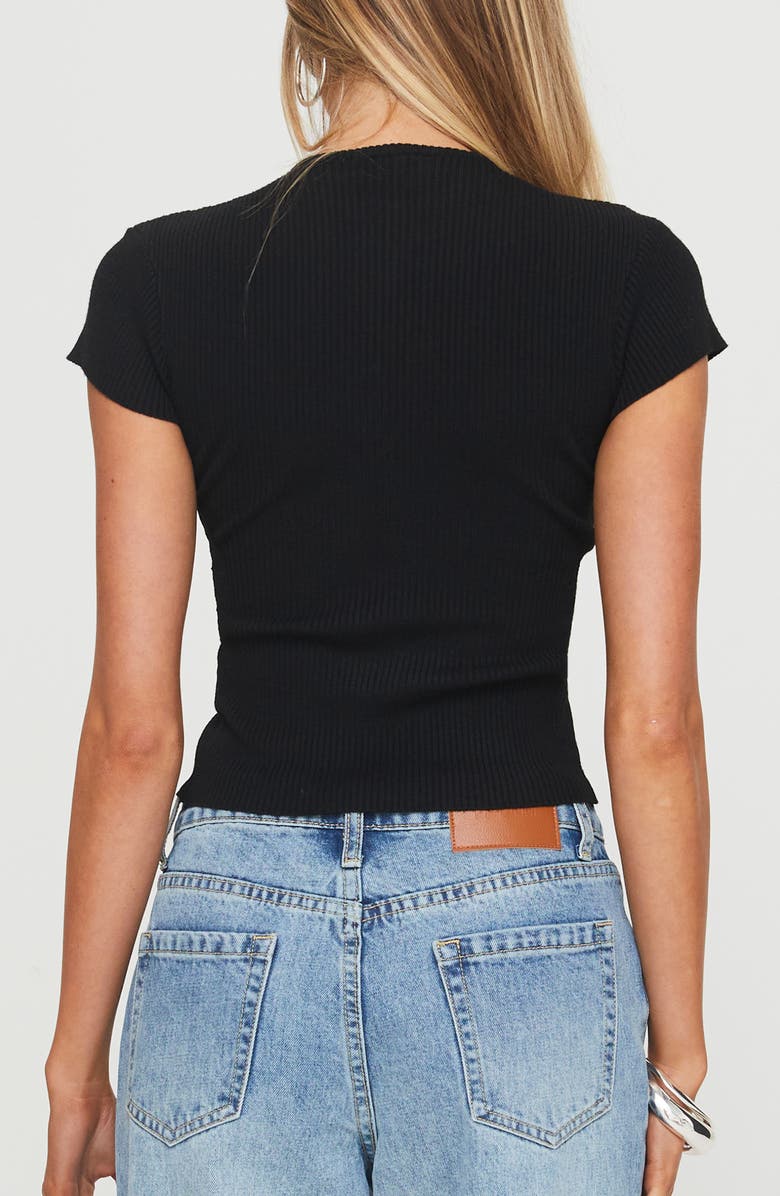 Princess Polly Suzu Rib Button-Up Top, Alternate, color, Black