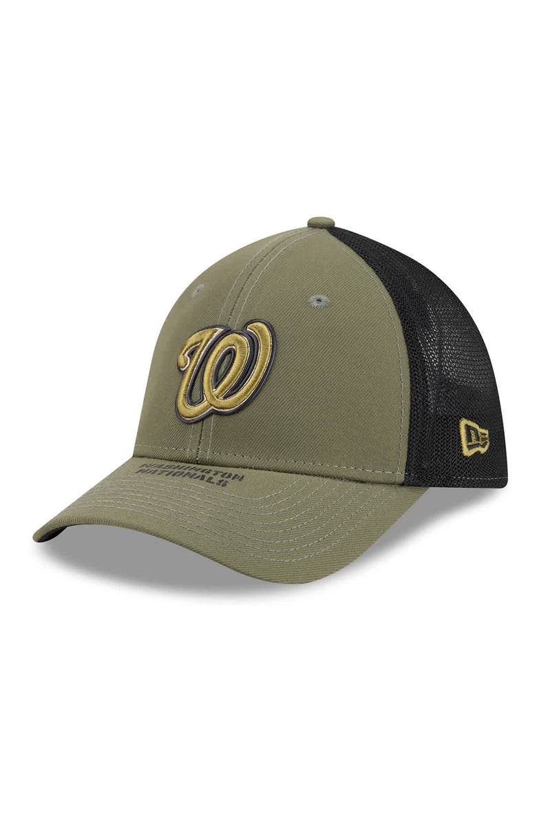 New Era Men's New Era  Olive Washington Nationals 2026 Armed Forces Day 39THIRTY M-Crown Trucker Flex Hat, Alternate, color, Olive
