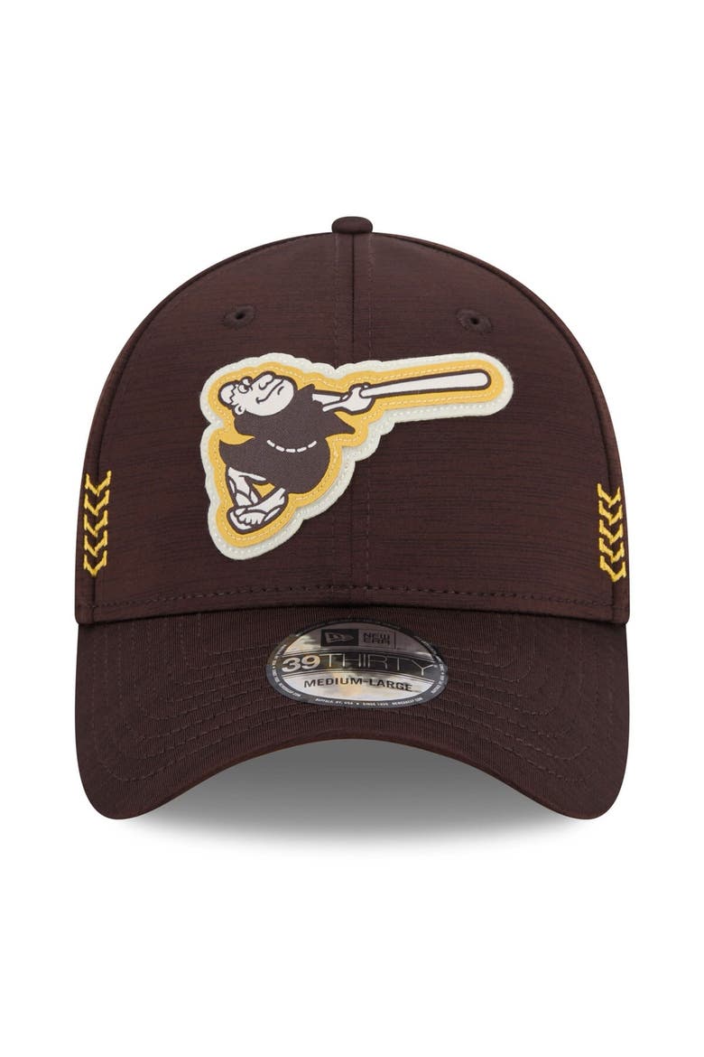 Men's New Era  Brown San Diego Padres 2024 Clubhouse 39THIRTY Flex Fit Hat, Alternate, color, Brown