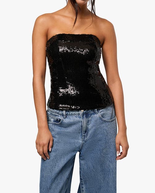 Weworewhat Sequin Corset Top In Black