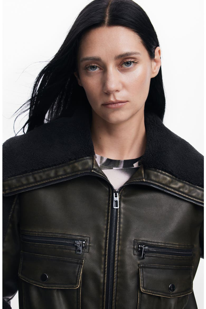 Florencia Faux Shearling Jacket, Alternate, color, BLACK