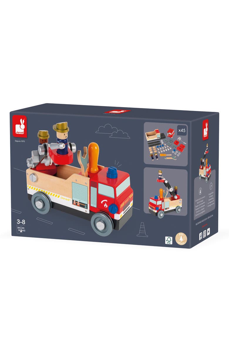 Janod Brico DIY Firetruck, Alternate, color, Red