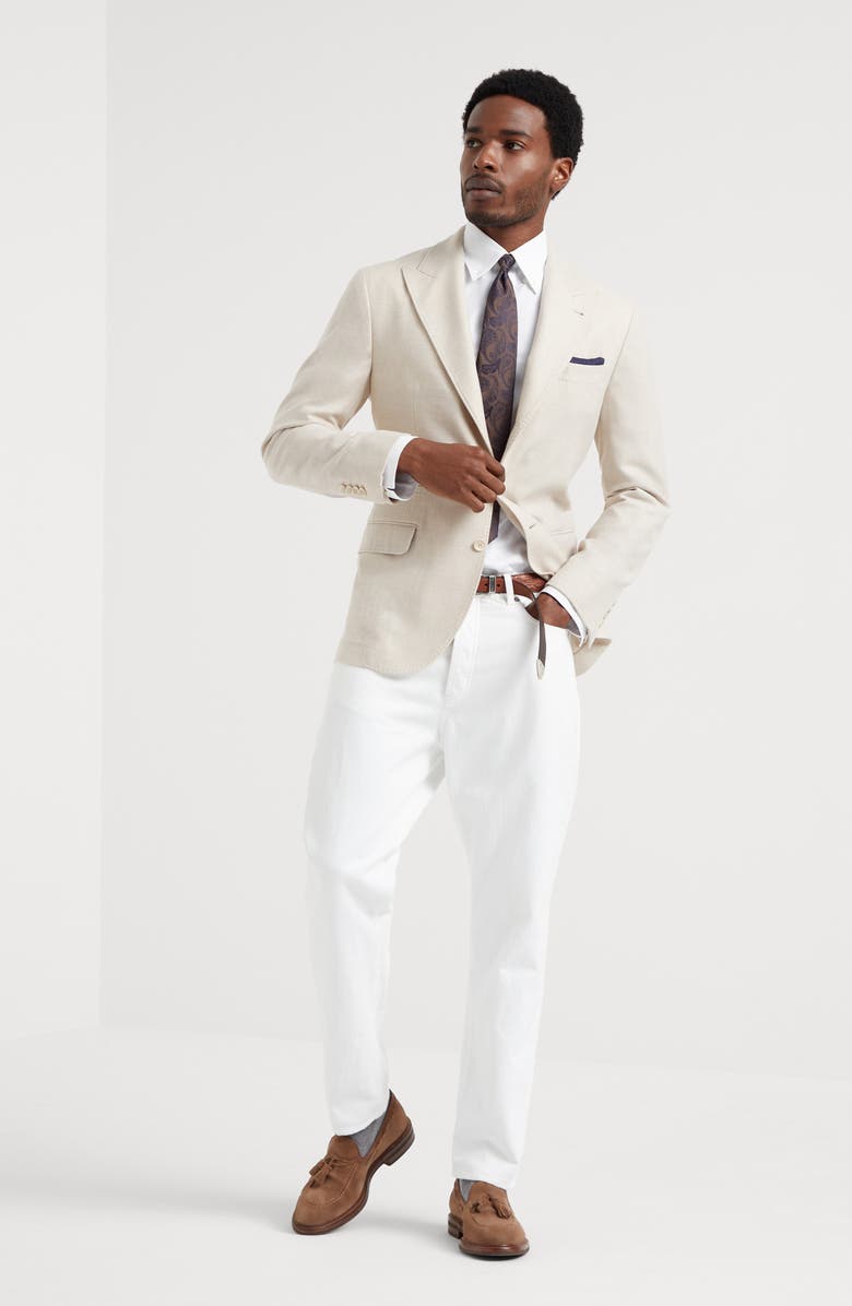 Brunello Cucinelli Diagonal twill unconstructed blazer, Alternate, color, 