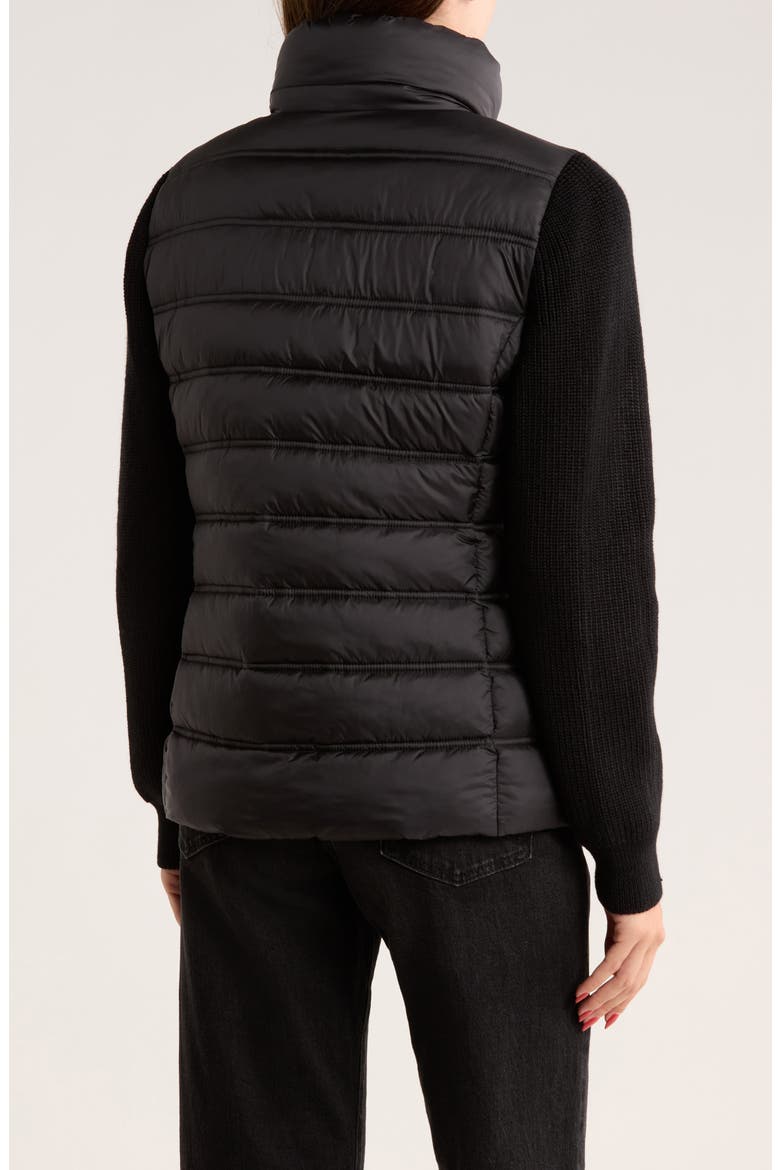 Knit Sleeve Puffer Jacket, Alternate, color, BLACK