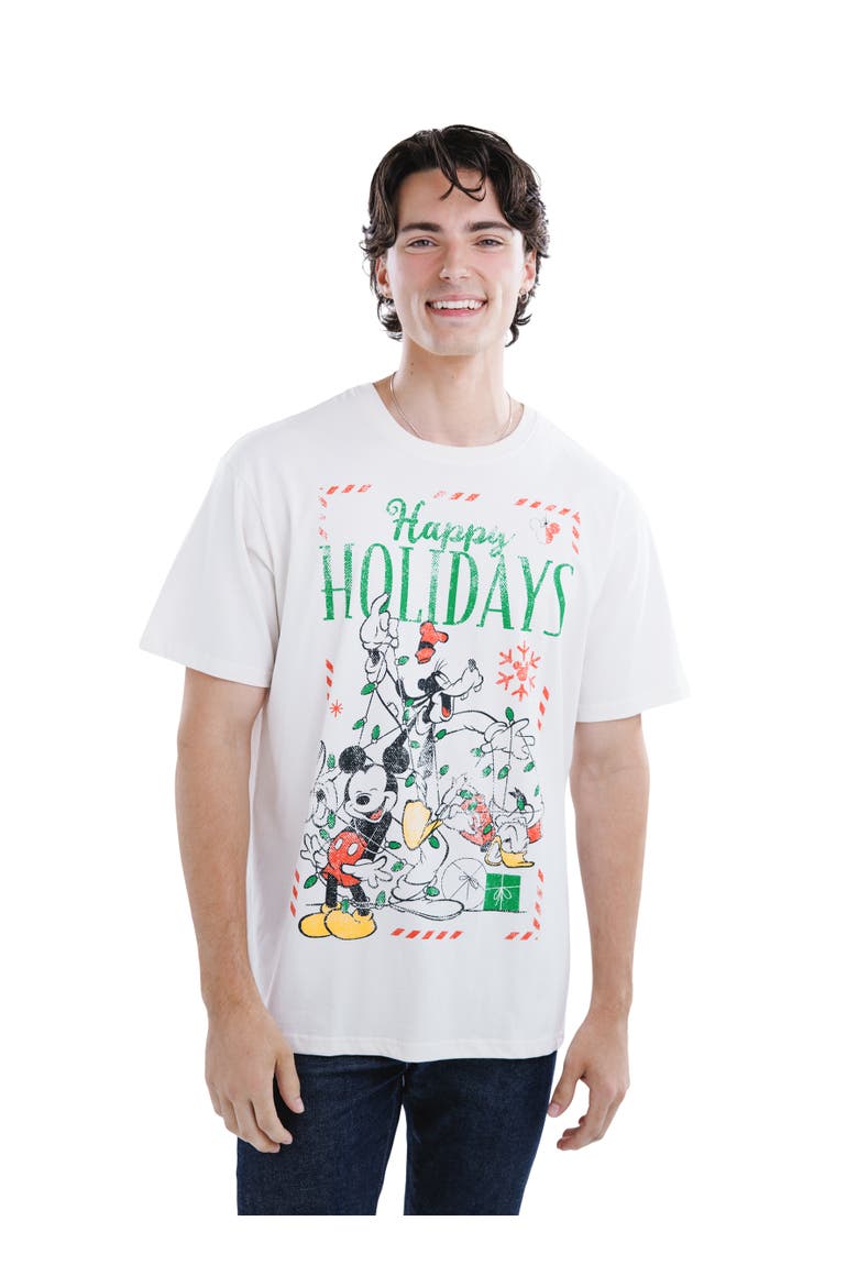 Mickey Mouse Holiday Short Sleeve T-Shirt, Alternate, color, Ivory Mickey Friends